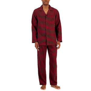 Club Room Men's Gingham Flannel Pajama Set Red/Black Size S